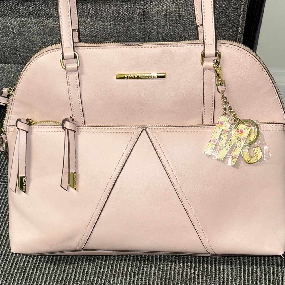 Steve Madden Pink/Cream Shoulder Bag with Gold Accents
